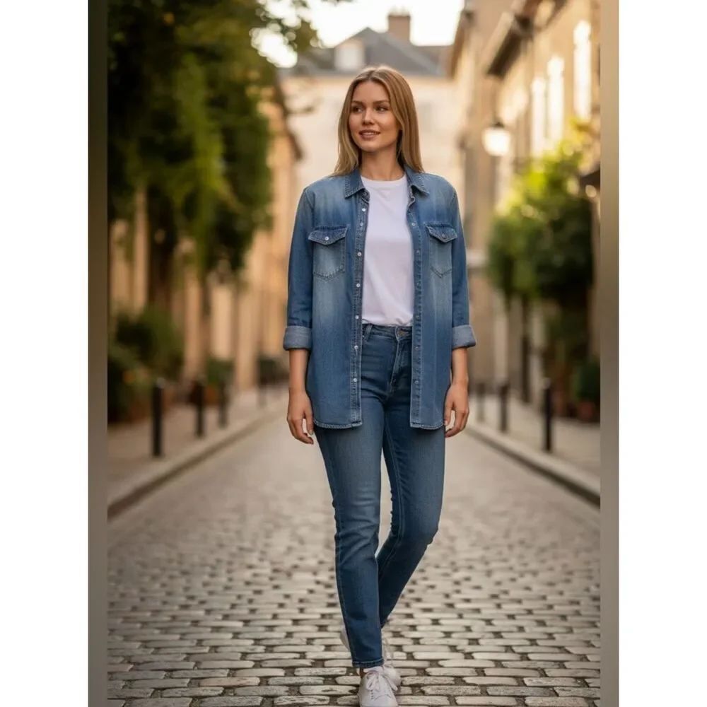 Oversized denim shirt/ jacket in Medium NWT